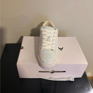 Aldo Glitter Sneakers - White and Silver